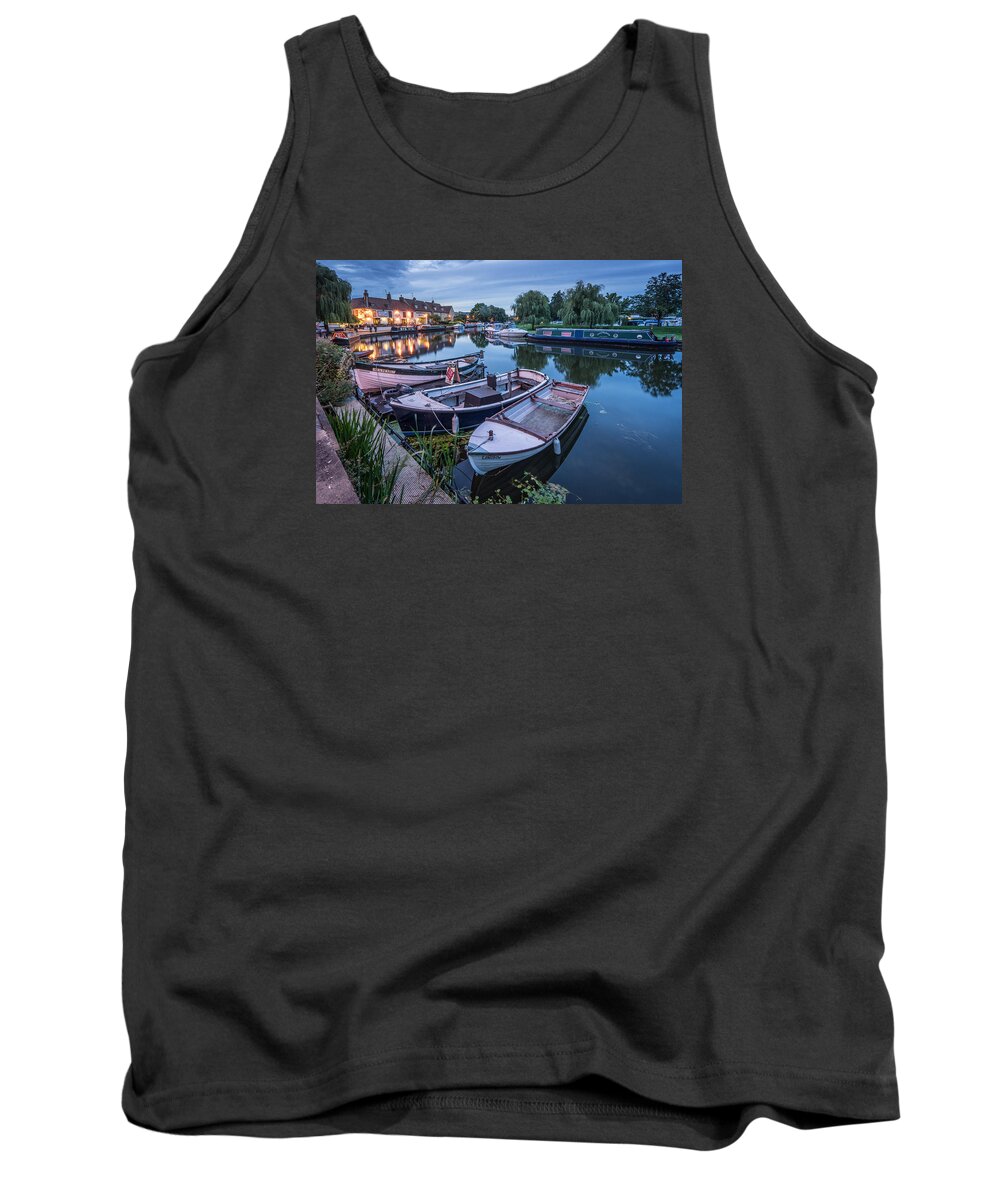 Barge Tank Top featuring the photograph Riverside by night by James Billings