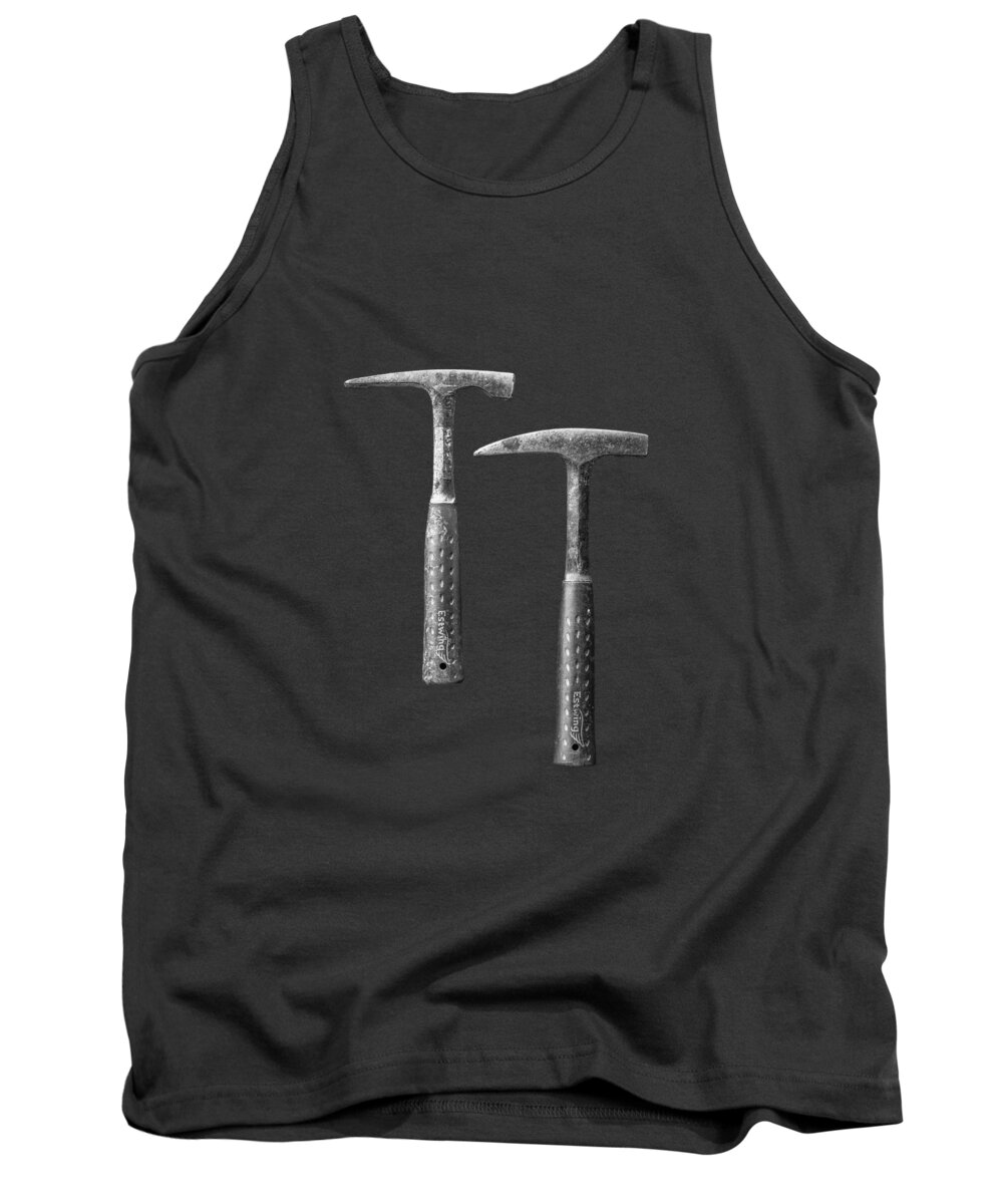 Art Tank Top featuring the photograph Rock Hammers on Plywood in BW 65 by YoPedro