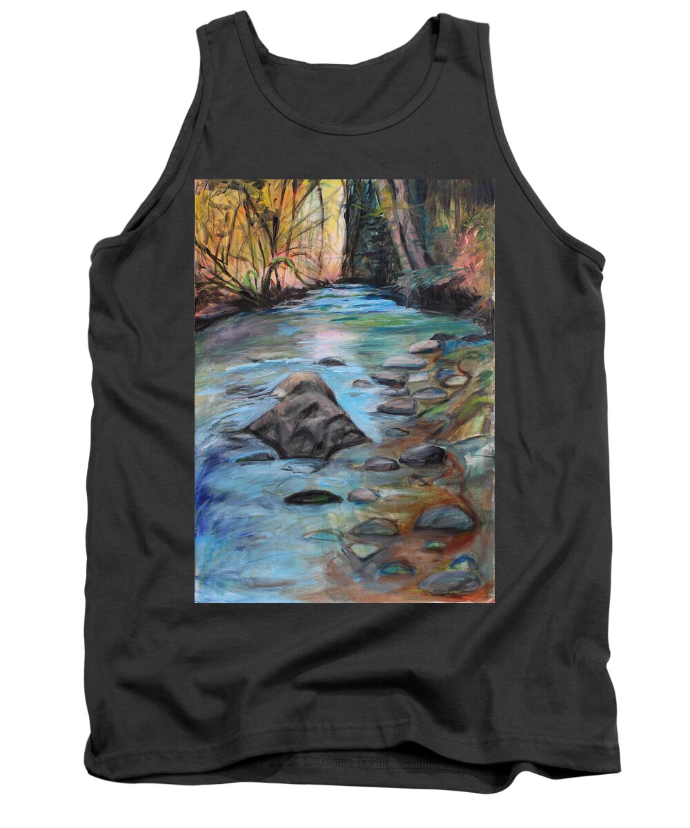 Rocks Tank Top featuring the painting River Bed by Denice Palanuk Wilson