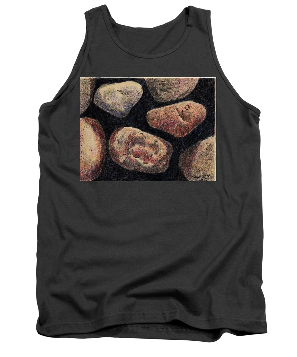 Rock Tank Top featuring the drawing Rocks by Quwatha Valentine