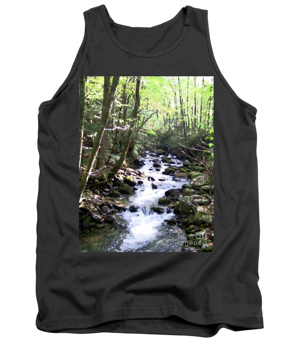 Wooded Stream Tank Top featuring the mixed media Rocky Stream 6 by Desiree Paquette