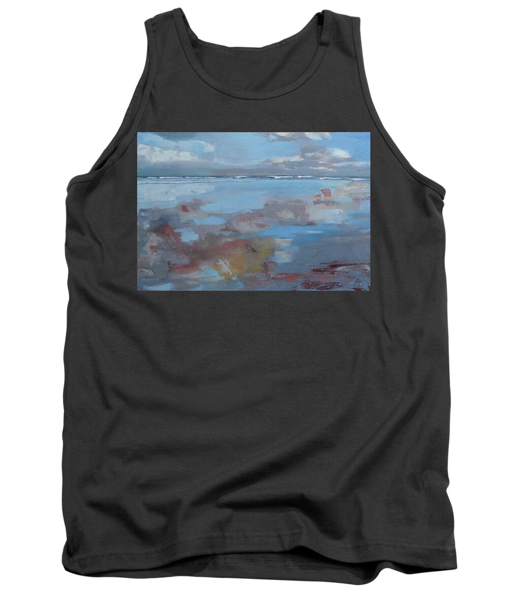Ocean Tank Top featuring the painting Rolling Fog by Trina Teele