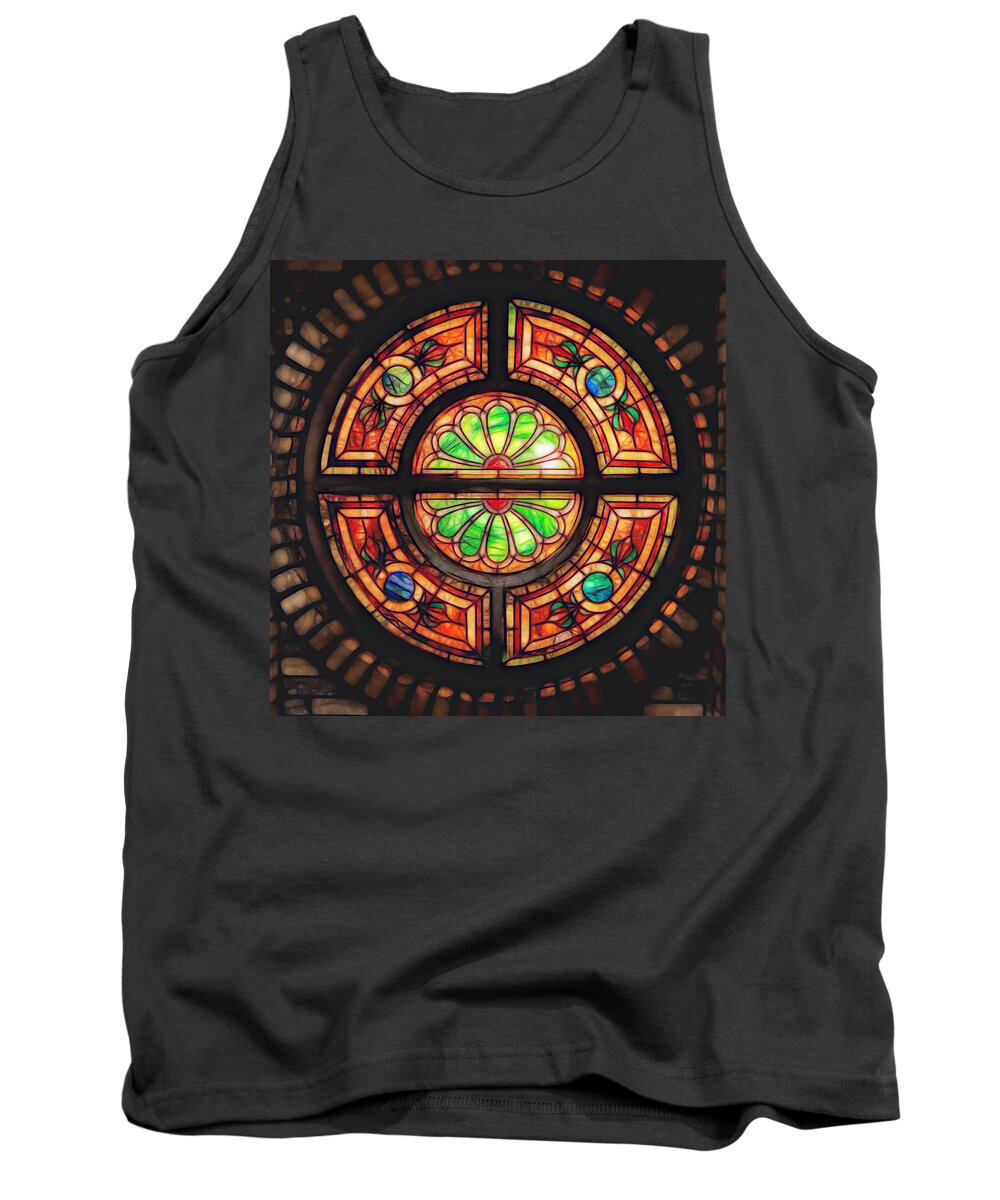 Stained Glass Tank Top featuring the photograph Round Window by Susan Rissi Tregoning