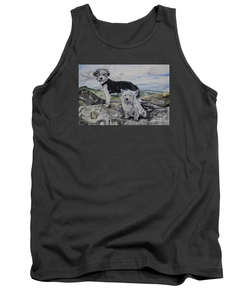 Bearded Terrier Tank Top featuring the painting Roxie And Skye by James Lavott
