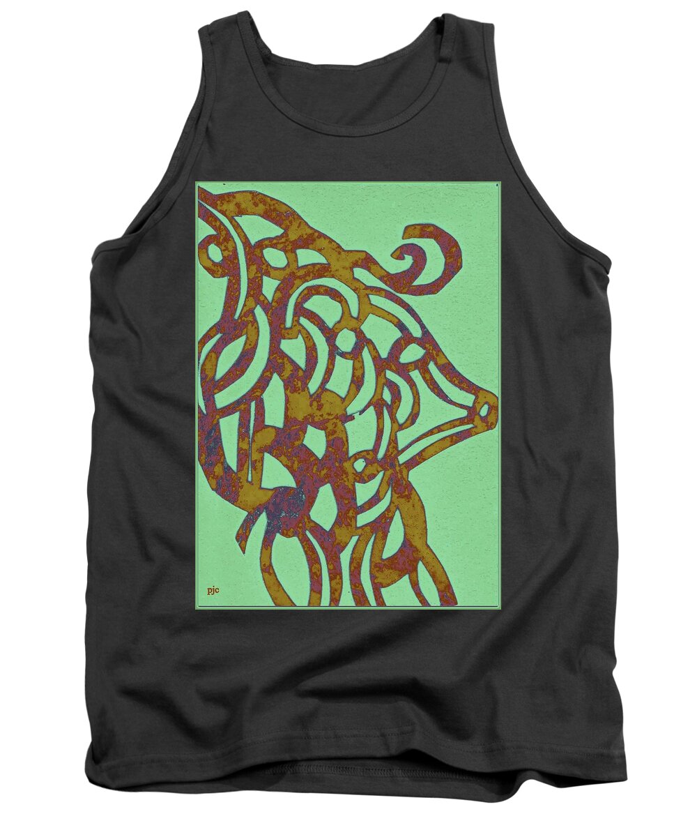 Abstract Tank Top featuring the mixed media Royal Sheep Cut Out by Patricia Cleasby