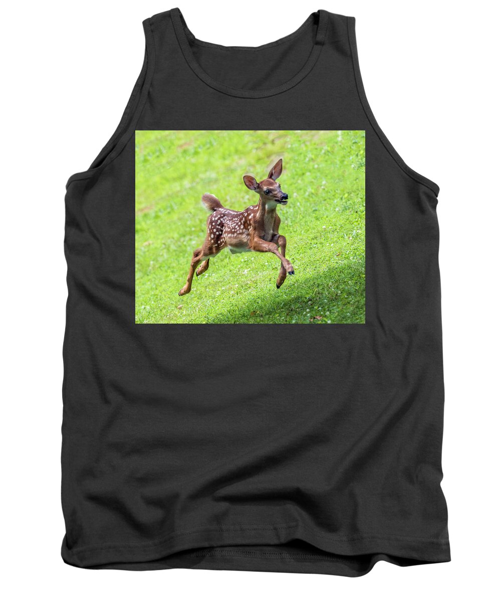 Fawn Tank Top featuring the photograph Running And Jumping by William Bitman