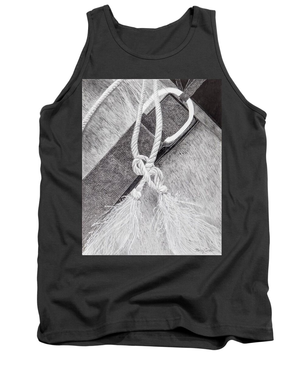 Pen And Ink Tank Top featuring the drawing Saddle Strap by Betsy Carlson Cross