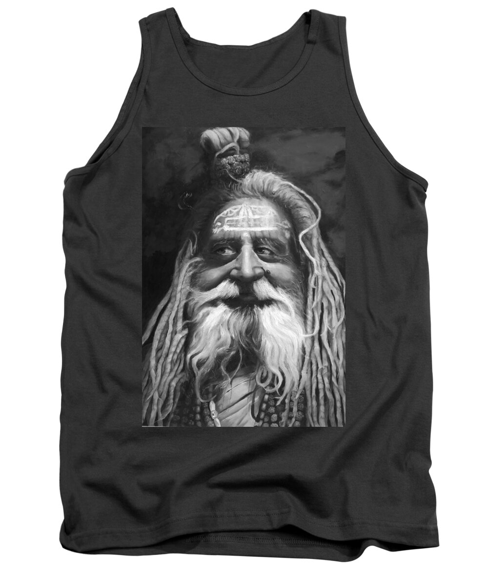 Sadhu Tank Top featuring the painting Sadhu by Portraits By NC