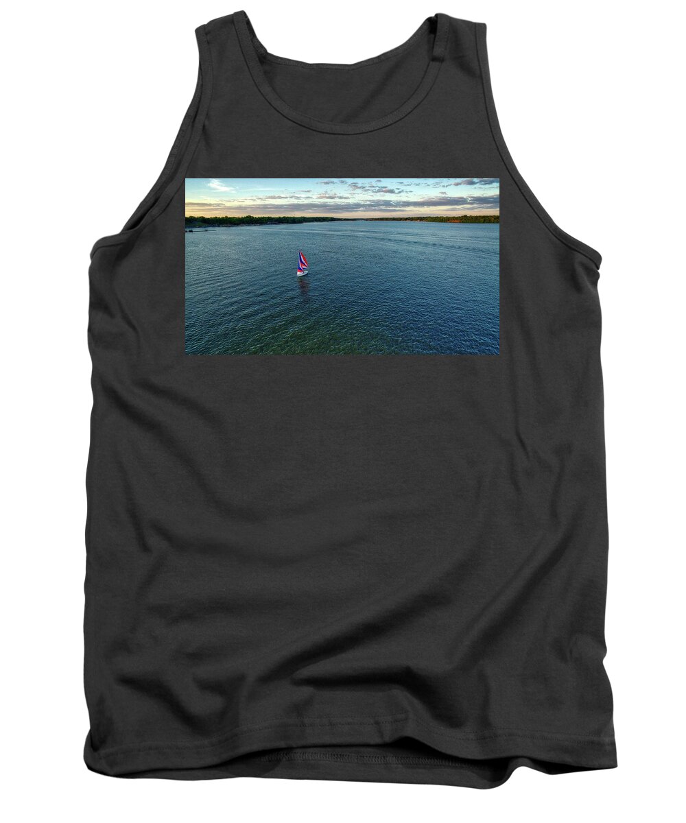 Decatur Tank Top featuring the photograph Sailboat on Lake Decatur by George Strohl