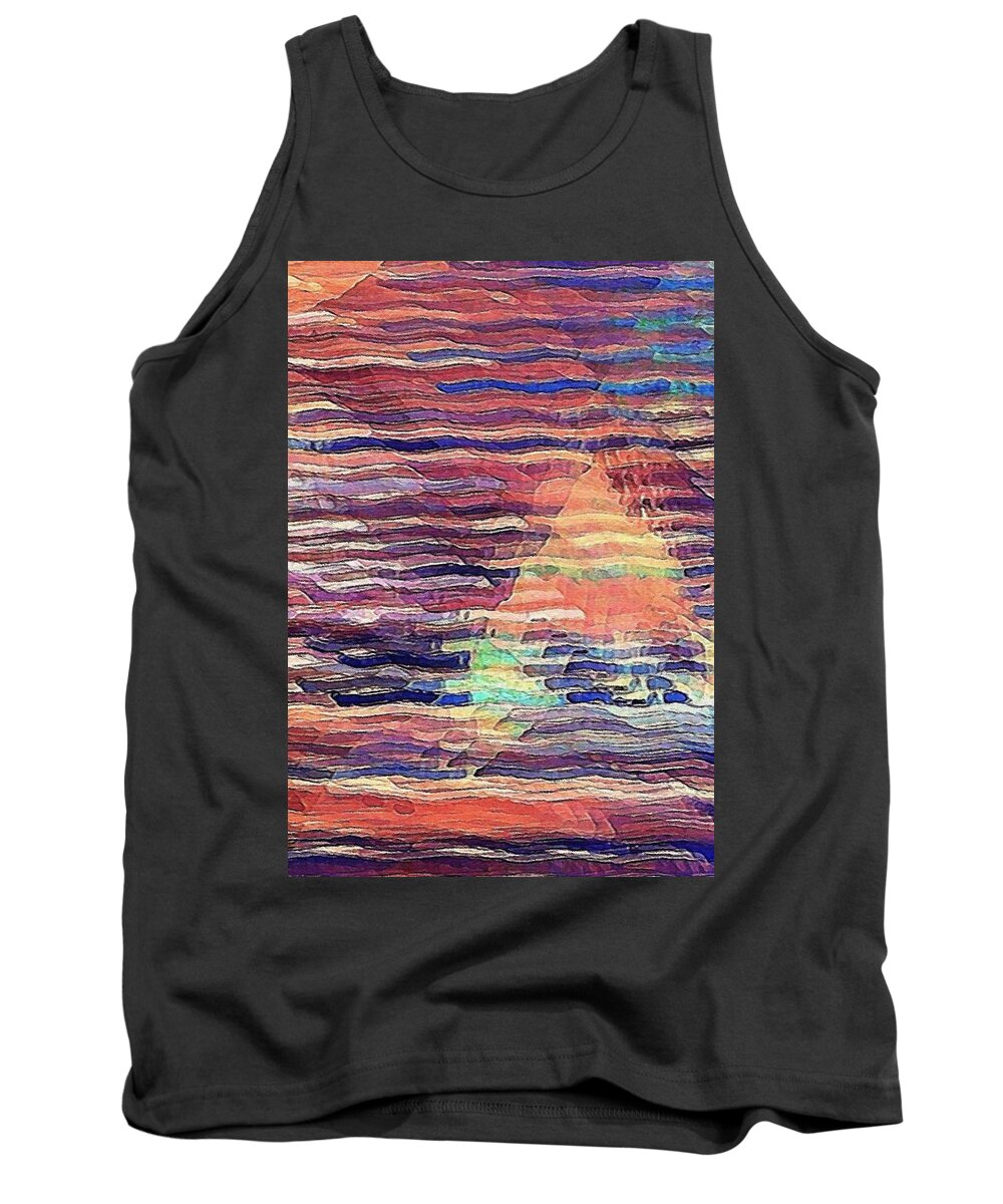 Waves Tank Top featuring the digital art Sailing at Sunset by David Manlove