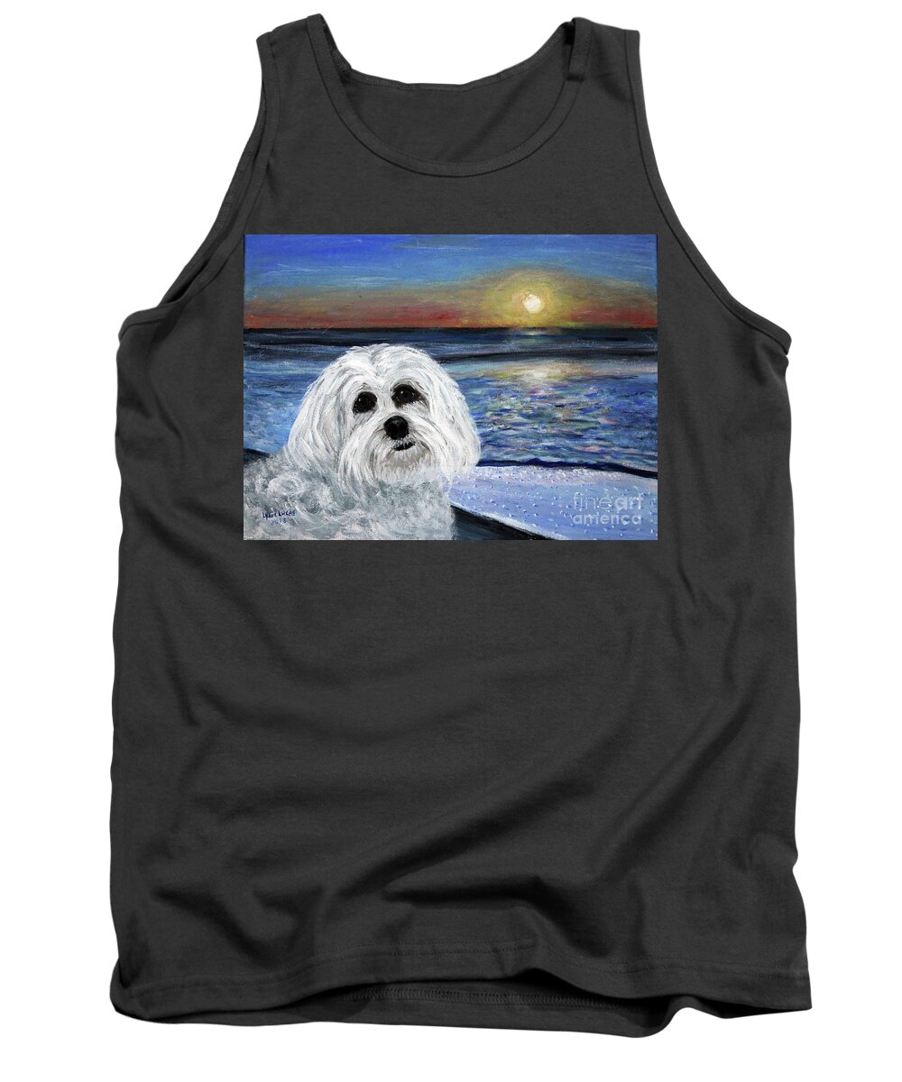 Animal Tank Top featuring the painting Sailor's Seaside Experience by Lyric Lucas