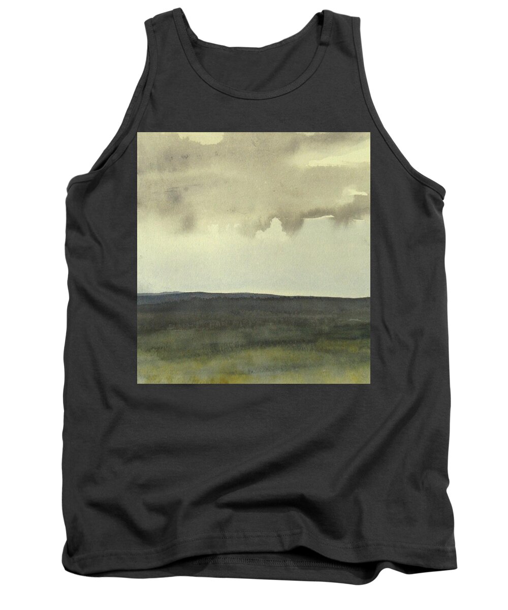Landscape Tank Top featuring the painting dagrar over salenfjallen- Shifting daylight over mountain ridges, 10 of 12_60 x 60 cm by Marica Ohlsson