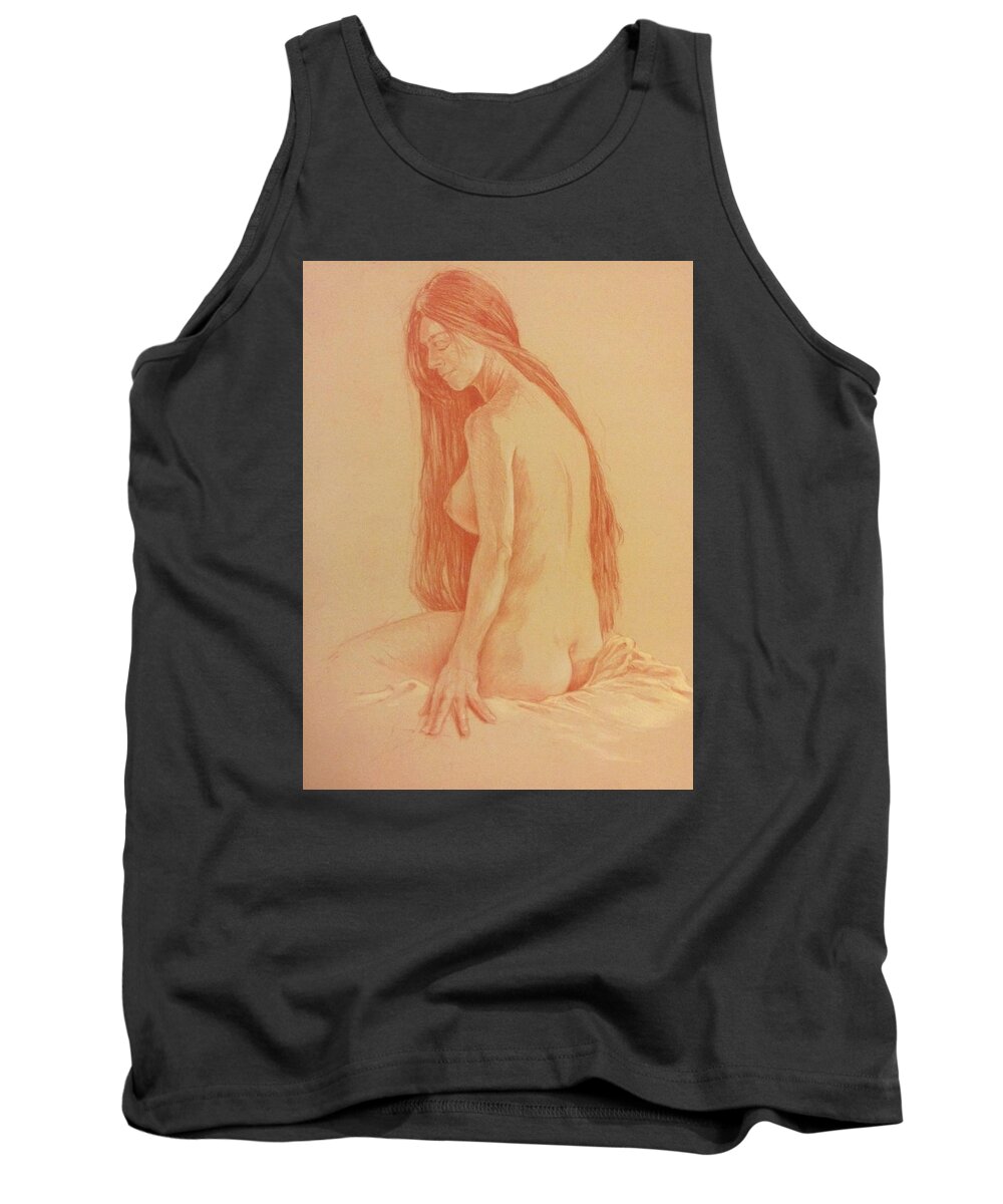 Nude Tank Top featuring the painting Sarah #2 by James Andrews