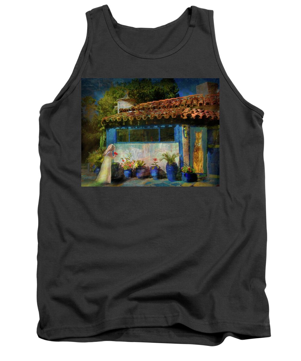 Girl Tank Top featuring the photograph Saylor and the Cat by Sandra Schiffner