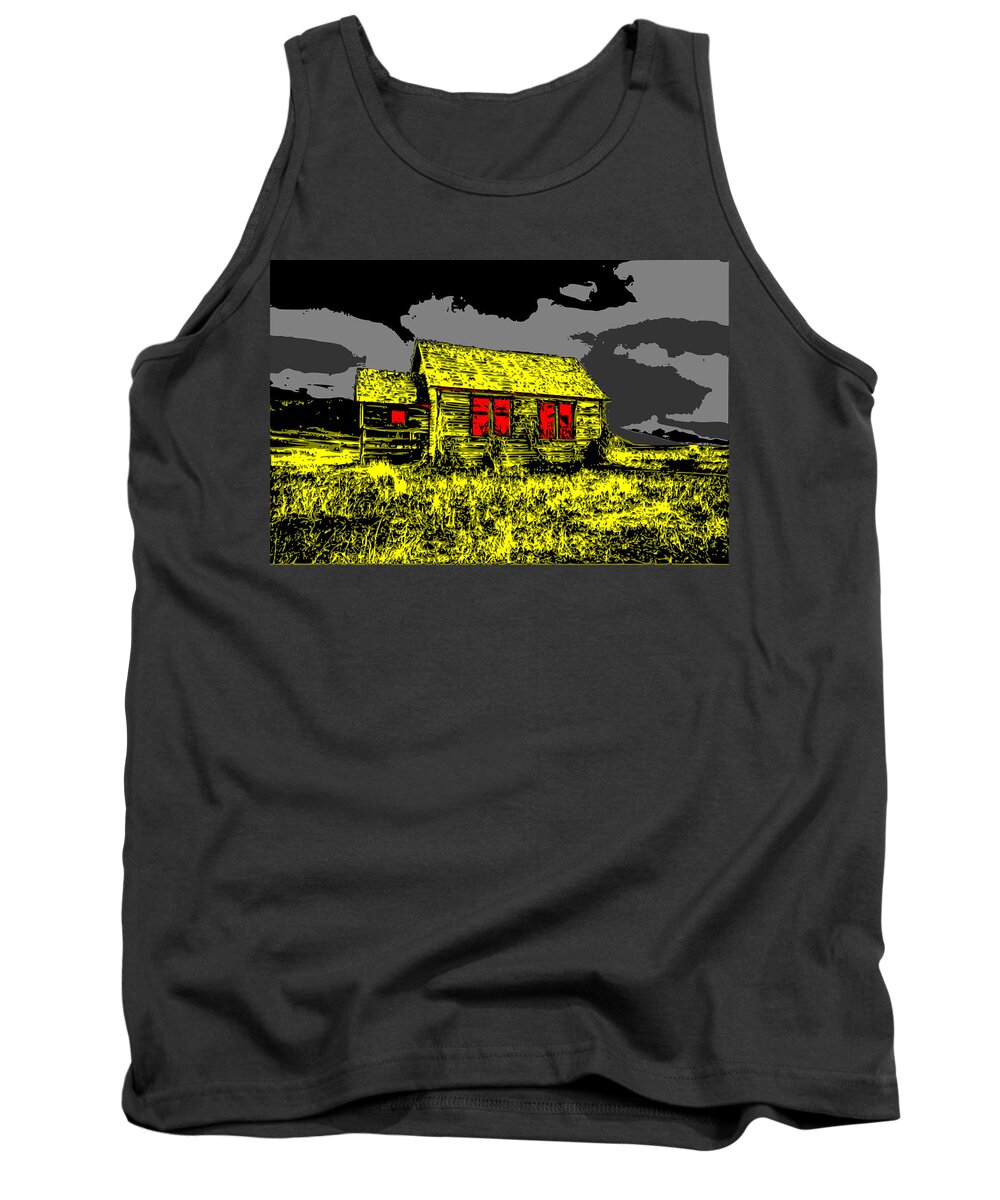 Scary Tank Top featuring the digital art Scary Farmhouse by Piotr Dulski