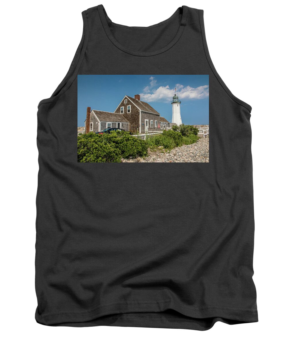 Architecture Tank Top featuring the photograph Scituate Lighthouse in Scituate, MA by Peter Ciro