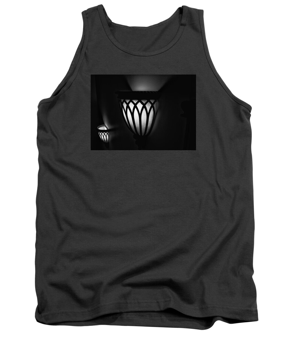 Sconces Tank Top featuring the photograph Sconces Illuminating the Dark by Gary Karlsen