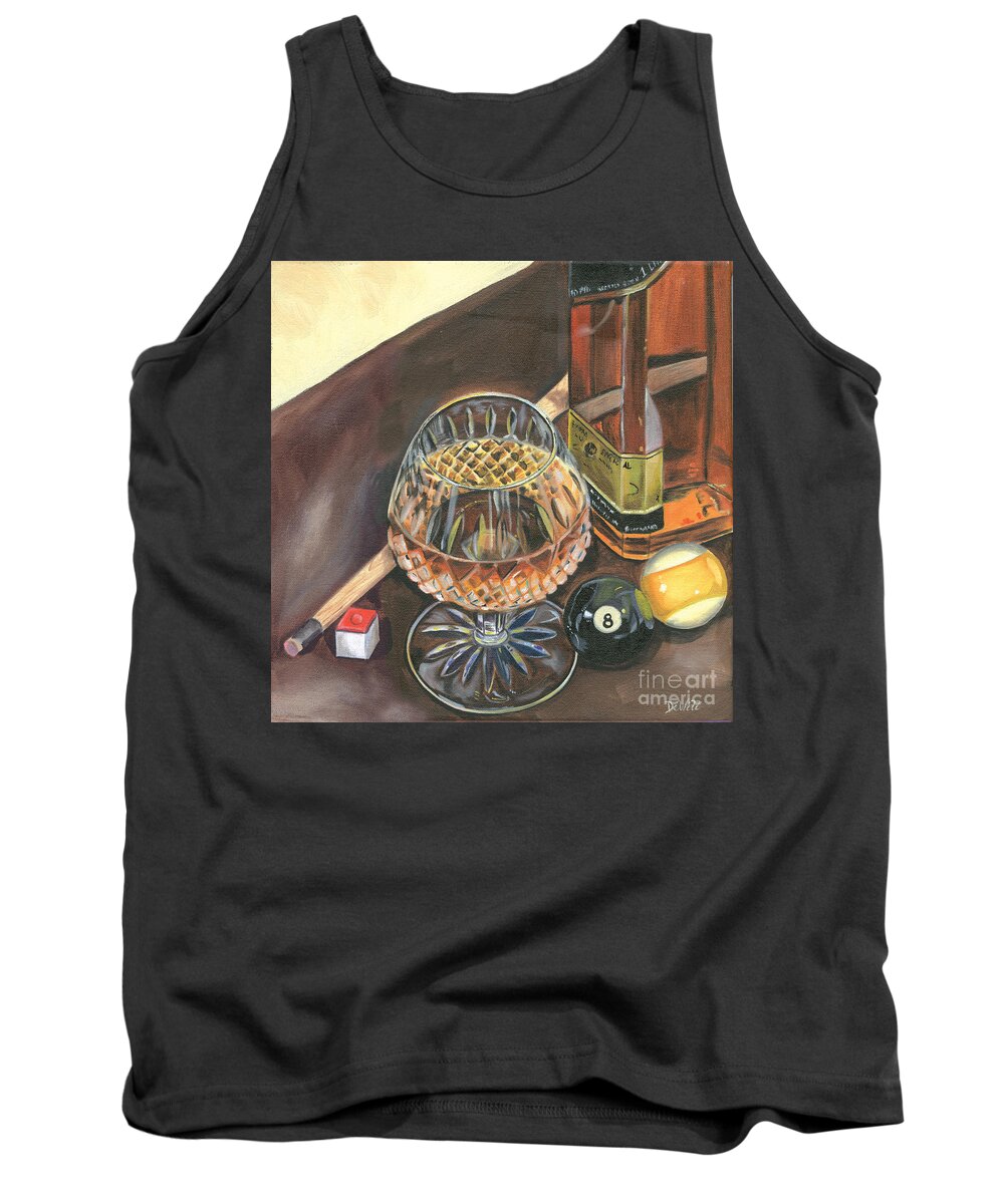 Scotch Tank Top featuring the painting Scotch Cigars and Pool by Debbie DeWitt