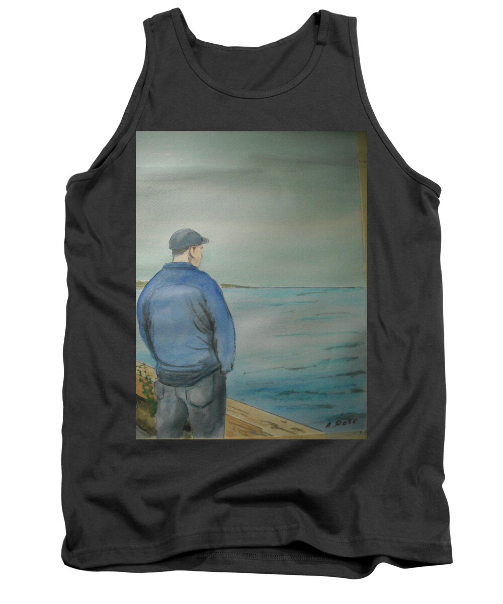 Sea Scape Tank Top featuring the painting Sea Gaze by Anthony Ross