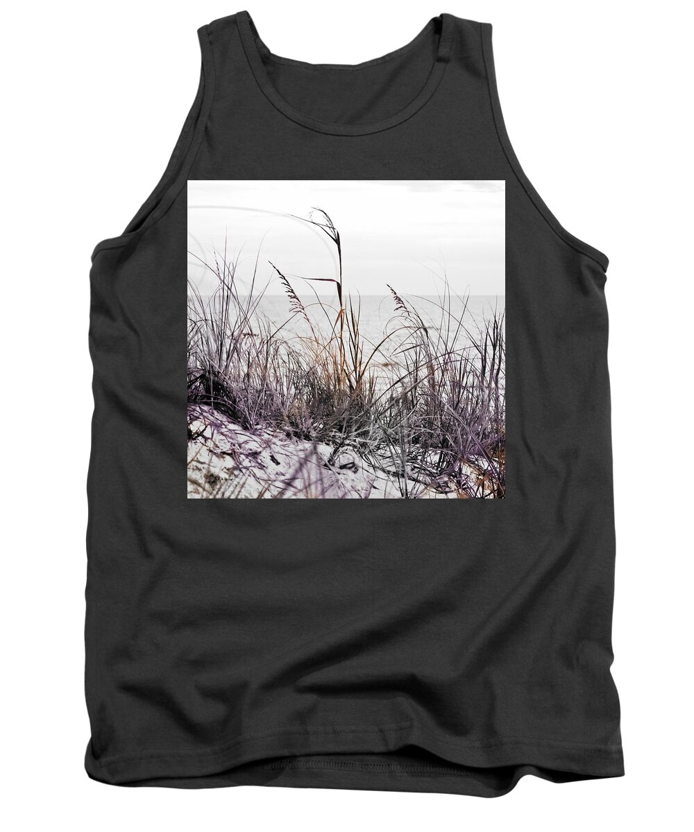 Sea Grass Tank Top featuring the photograph Sea Grass in BW by Mary Pille