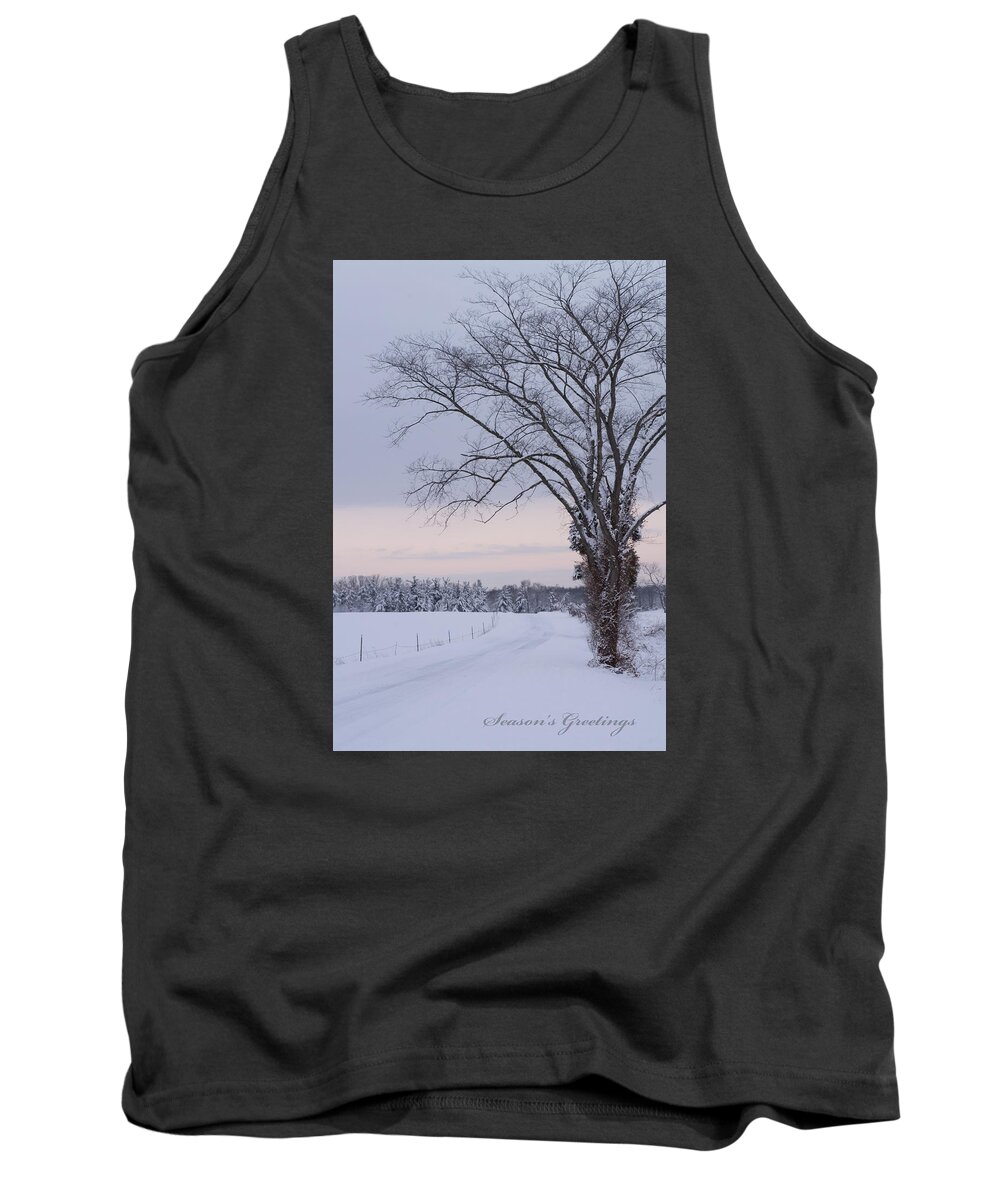Season's Greetings Tank Top featuring the photograph Season's Greetings- Country Road by Holden The Moment