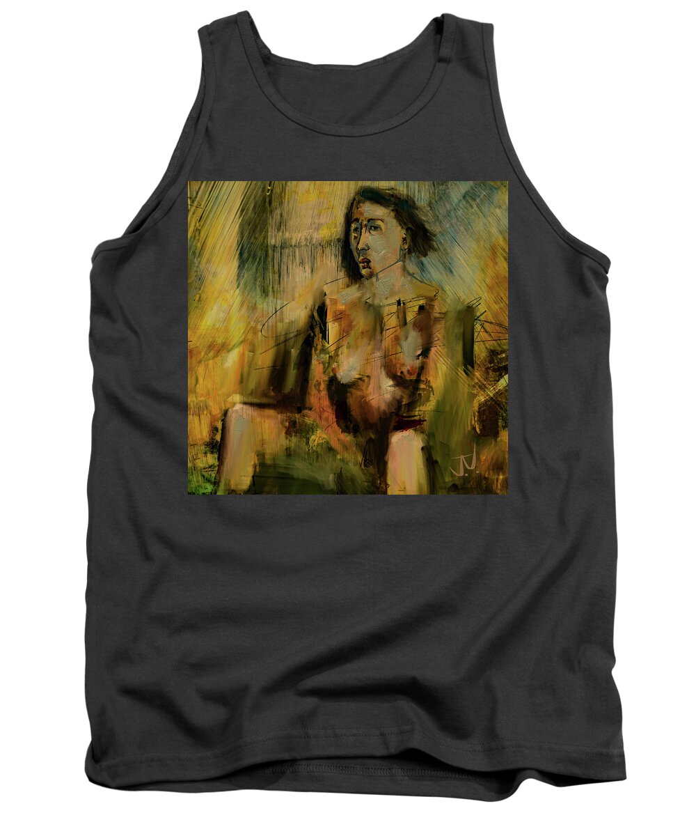 Nude Tank Top featuring the digital art Seated Nude - 21July2017 by Jim Vance