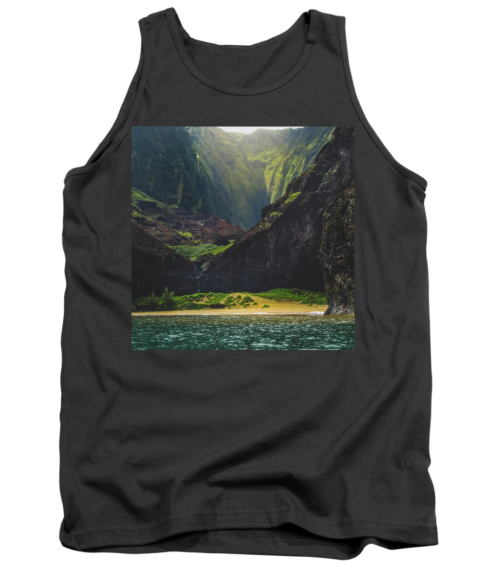 Aerial Tank Top featuring the photograph Secluded Kalalau Beach by Andy Konieczny