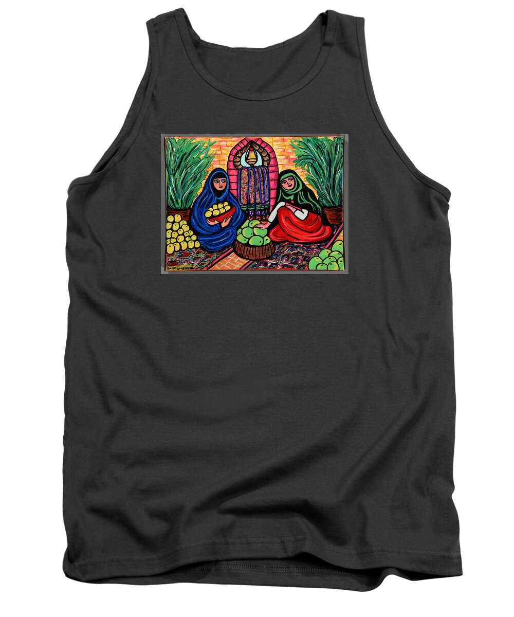 Turkish Tank Top featuring the painting Selling Melons Memories of Izmir by Susie Grossman