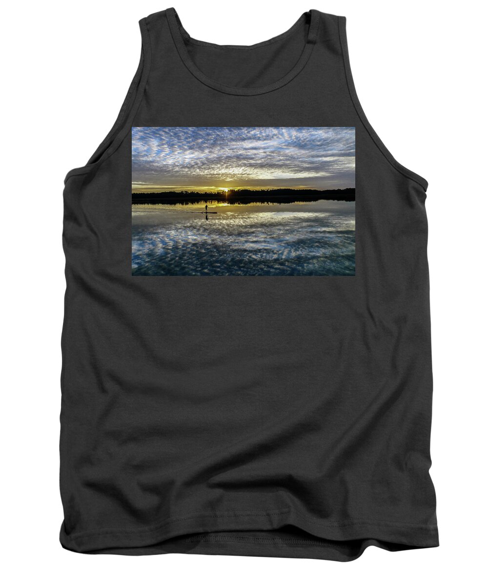 Paddleboard Tank Top featuring the photograph Serenity on a Paddleboard by Jerry Gammon