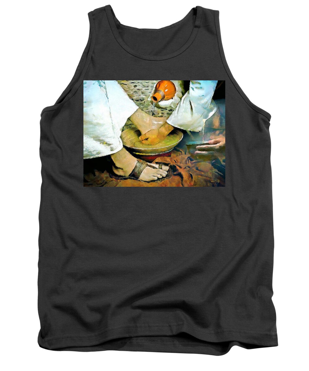 Christian Art Tank Top featuring the painting Serving One Another by Wayne Pascall