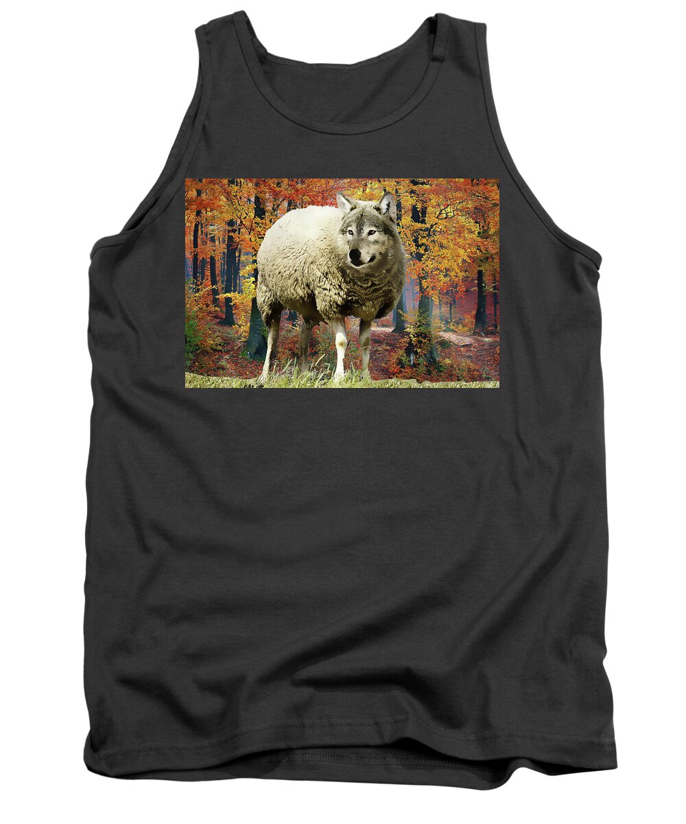 Sheep's Clothing Tank Top featuring the painting Sheep's Clothing by Harry Warrick