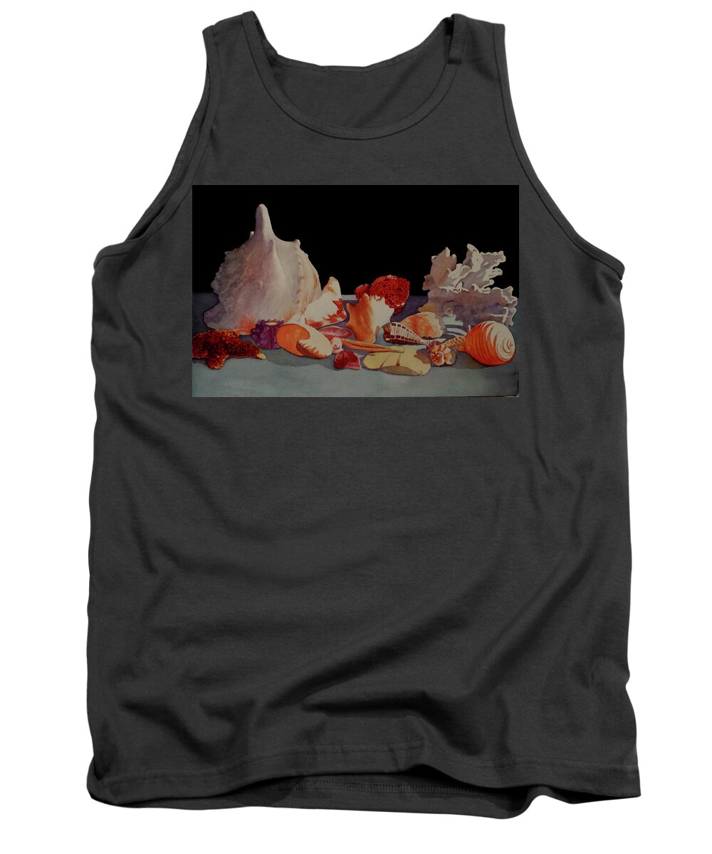 Seashells Tank Top featuring the painting Shell Shock by Judy Mercer