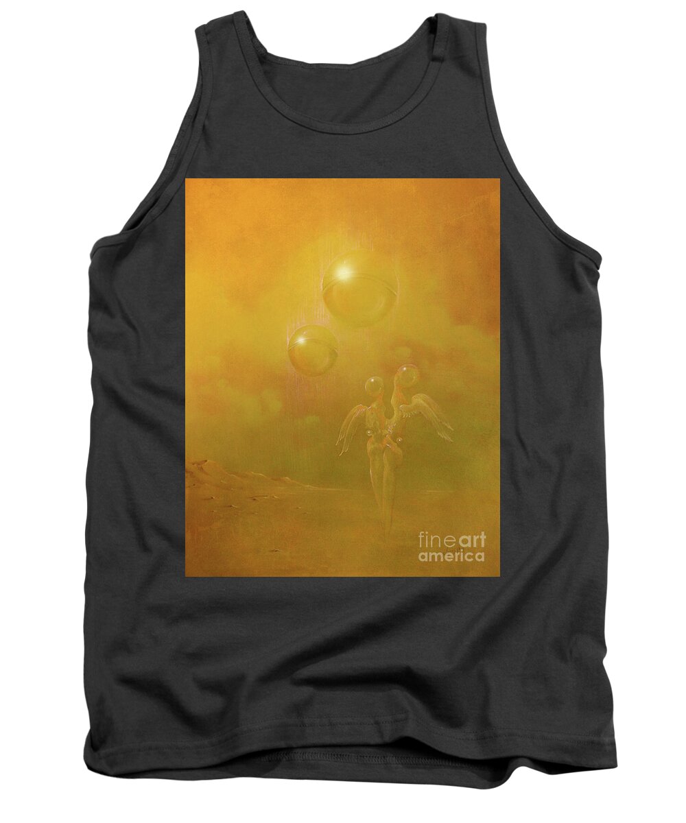 Surreal Tank Top featuring the painting Shipwrecked lovers by Alexa Szlavics