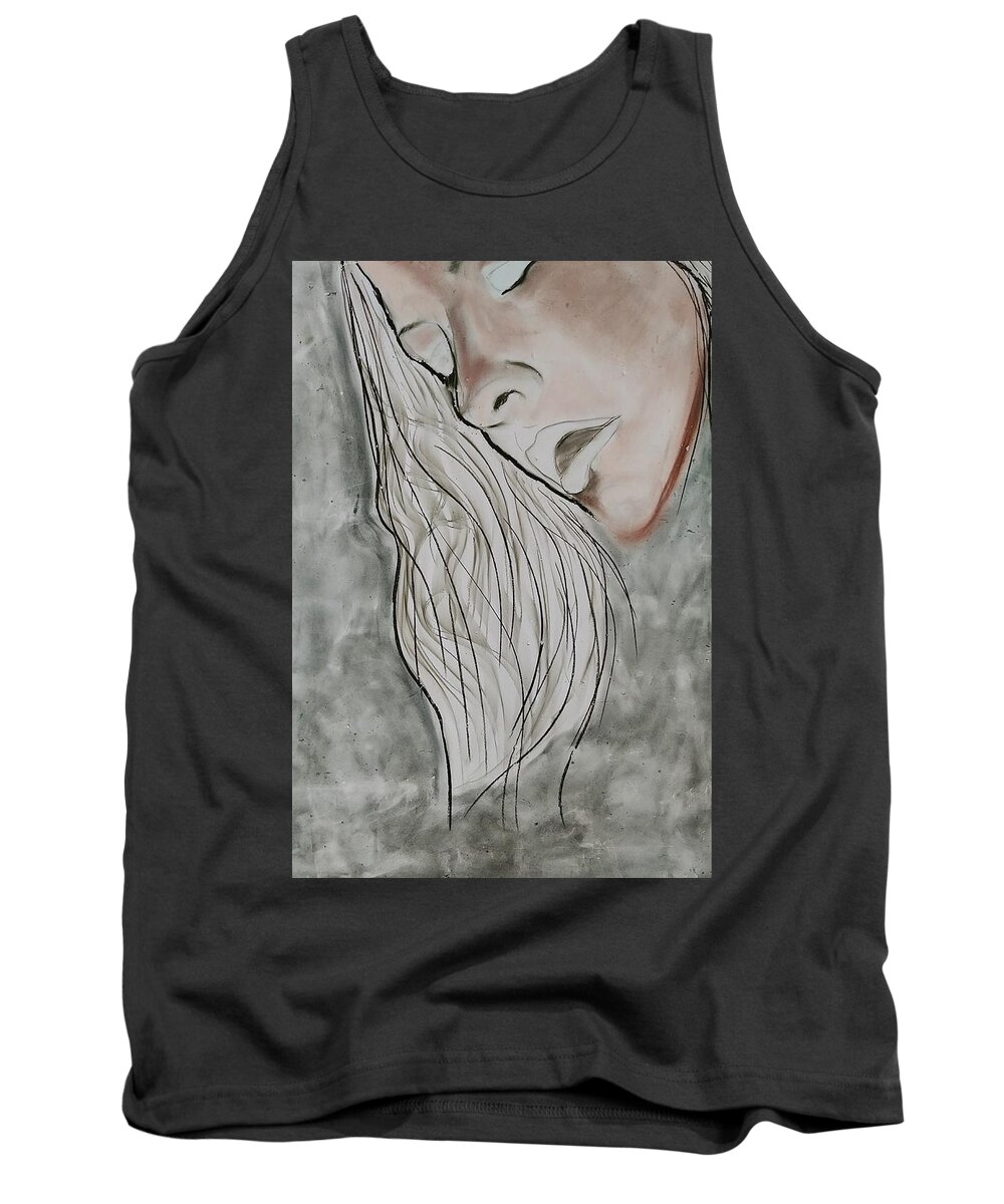 Beauty Tank Top featuring the drawing Sigh by J Bauer