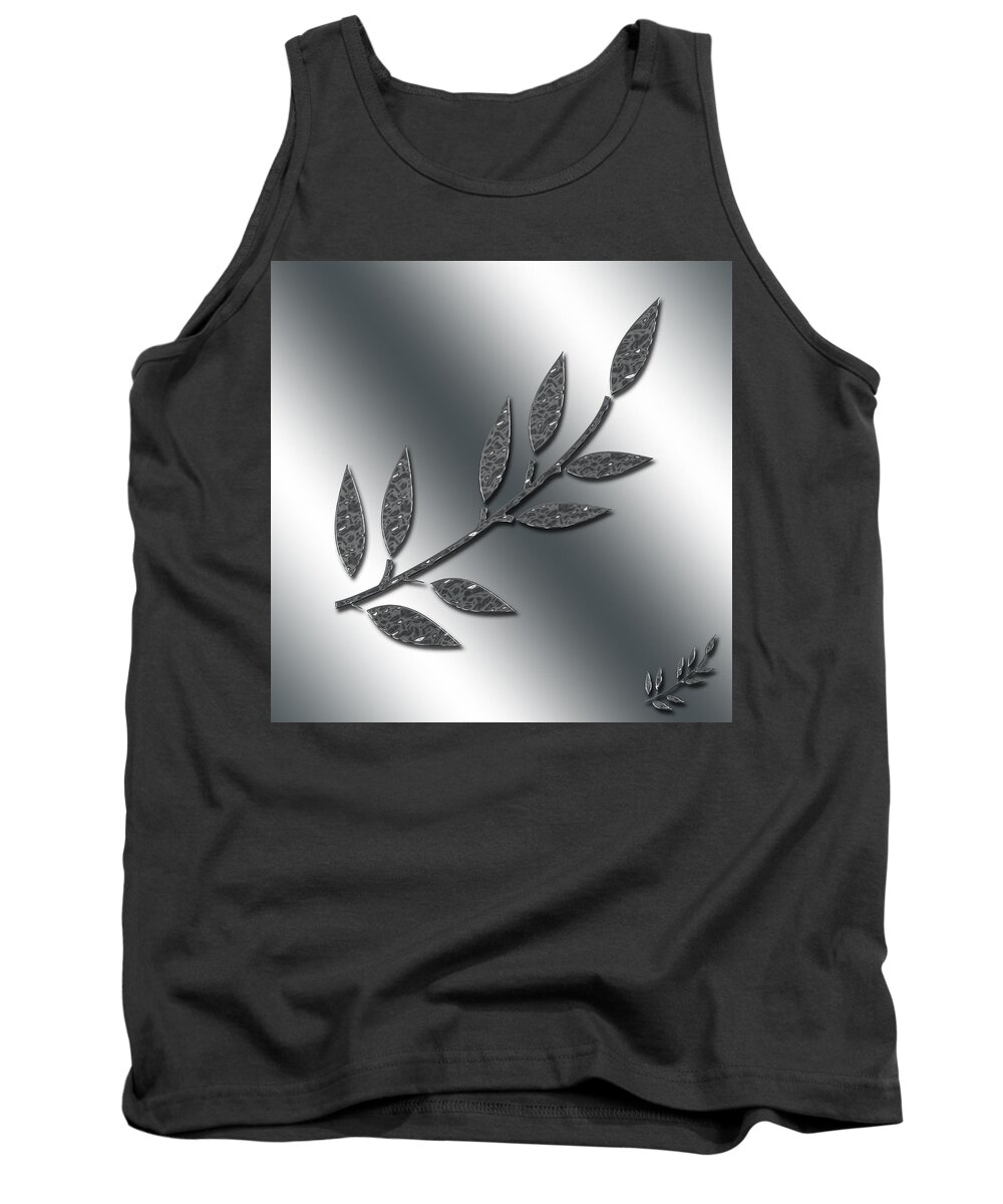 Abstract Tank Top featuring the digital art Silver Leaves Abstract by Aimee L Maher ALM GALLERY