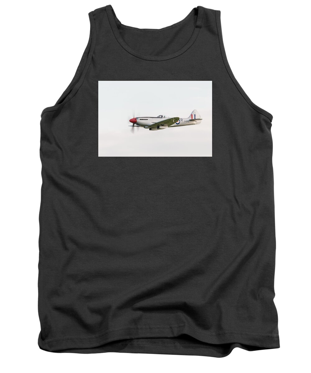 Silver Spitfire Tank Top featuring the photograph Silver Spitfire FR XVIIIe by Gary Eason