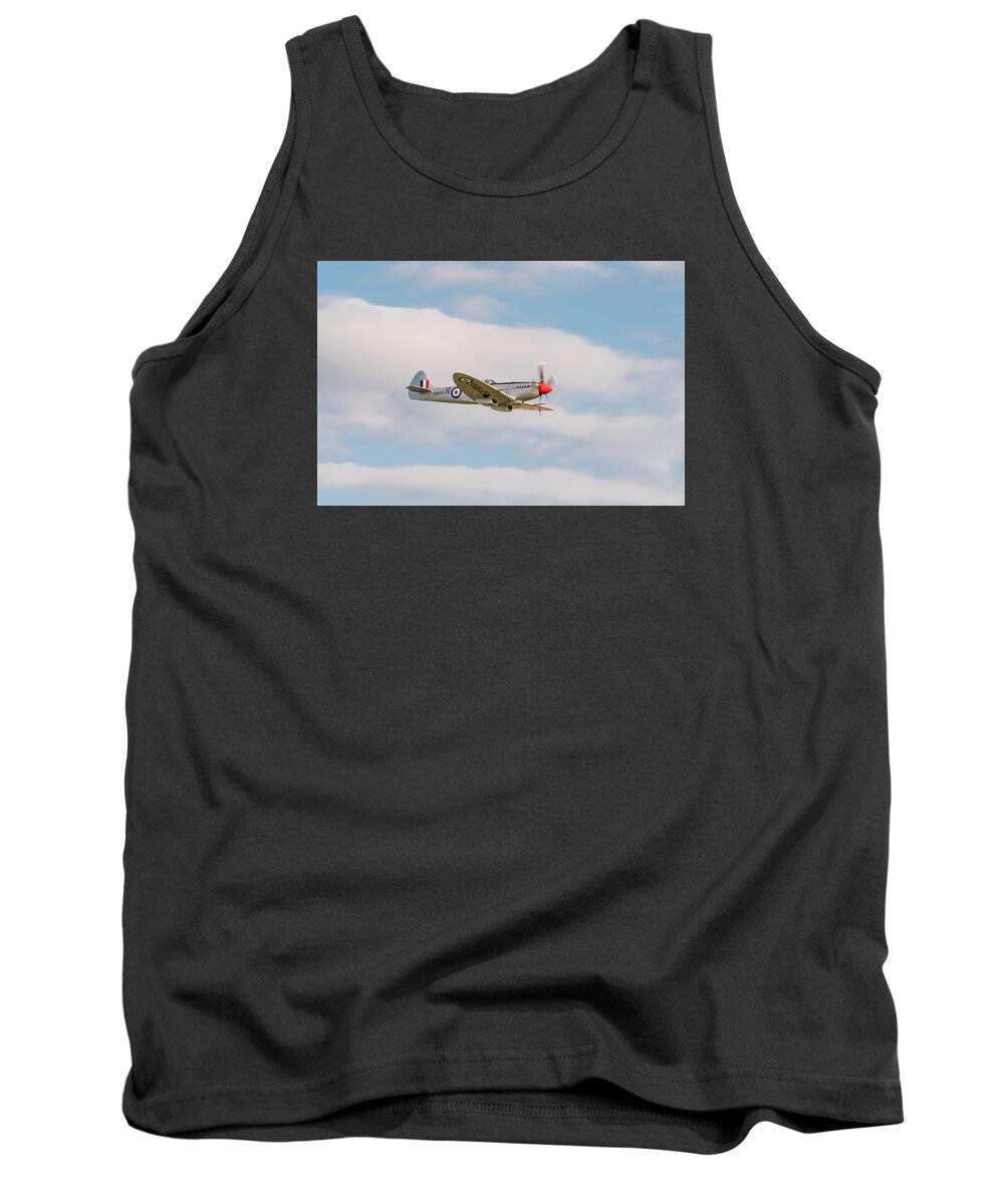 Duxford Battle Of Britain Airshow 2015 Tank Top featuring the photograph Silver Spitfire by Gary Eason