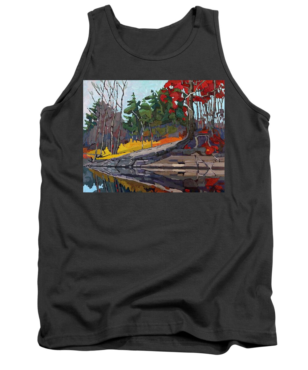 Red Tank Top featuring the painting Singleton Autumn by Phil Chadwick