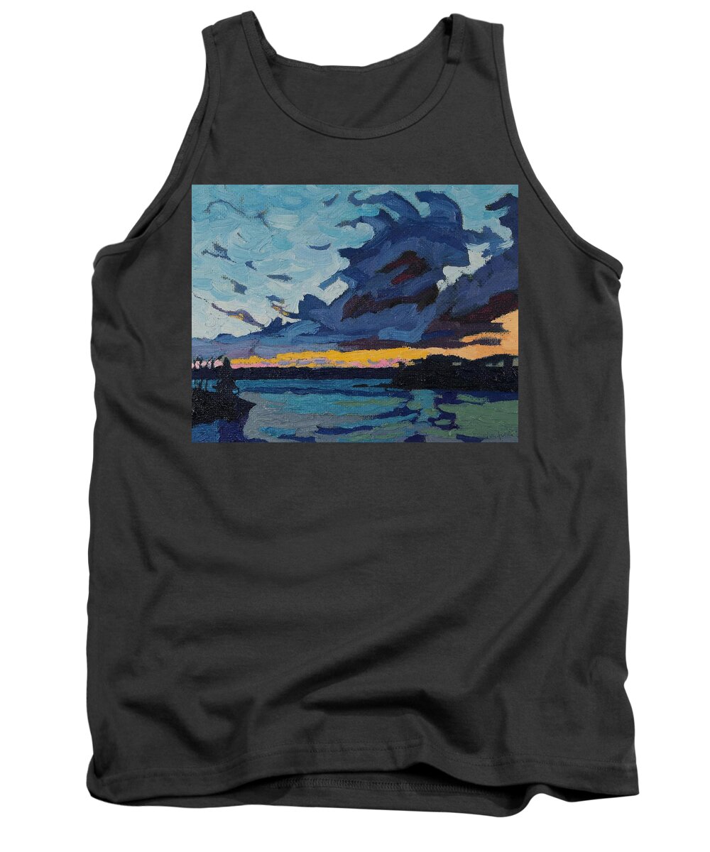 Stratocumulus Tank Top featuring the painting Singleton Sunset Stratocumulus by Phil Chadwick