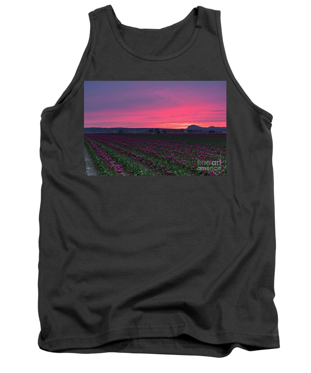 Tulip Tank Top featuring the photograph Skagit Valley Burning Skies by Mike Reid