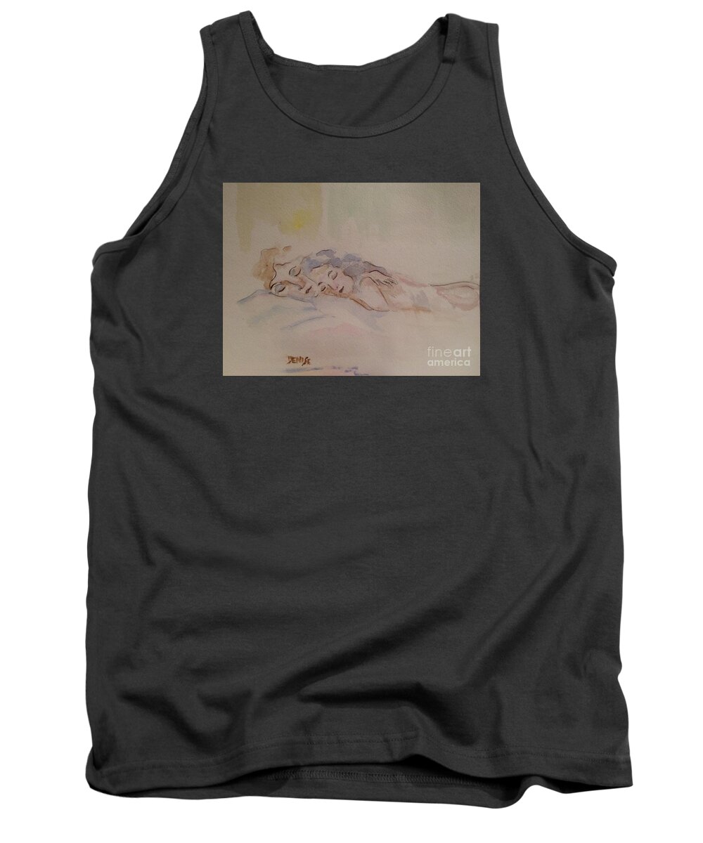 Man Tank Top featuring the painting Sleepy Heads by Denise Tomasura