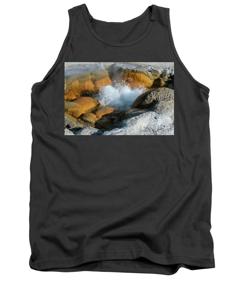 Yellowstone Tank Top featuring the photograph Small Bubbling Geyser, Yellowstone by Aashish Vaidya