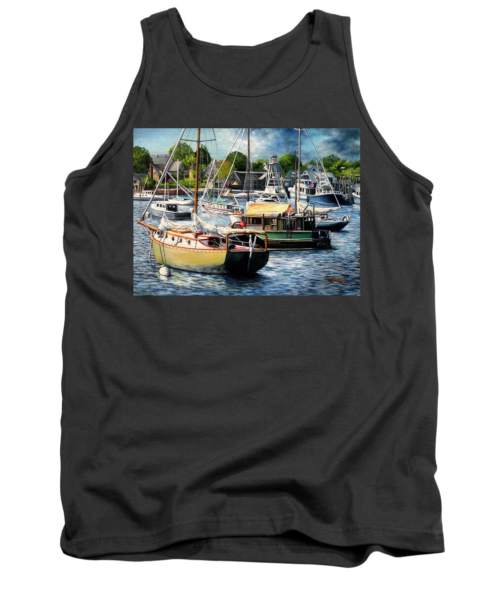 Gloucester Tank Top featuring the painting Smiths Cove Gloucester MA by Eileen Patten Oliver