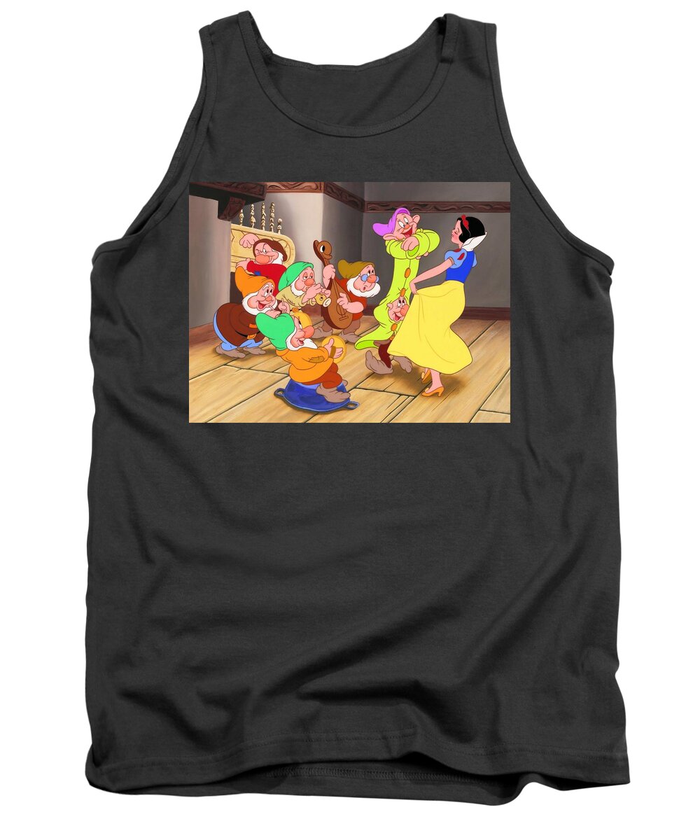 Snow White And The Seven Dwarfs Tank Top featuring the digital art Snow White and the Seven Dwarfs by Maye Loeser