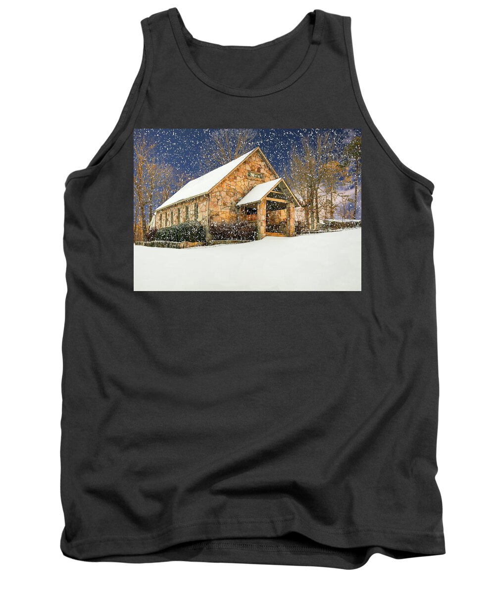 Christmas Tank Top featuring the photograph Snowy Cloudland Presbyterian Church by Norman Peay