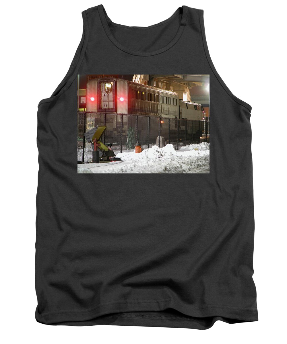 Kansas City Union Train Station Tank Top featuring the photograph Snowy Winter Arrival 1 by Tim Mulina
