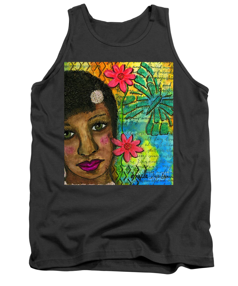 Acrylic Tank Top featuring the mixed media So Sweet by Angela L Walker