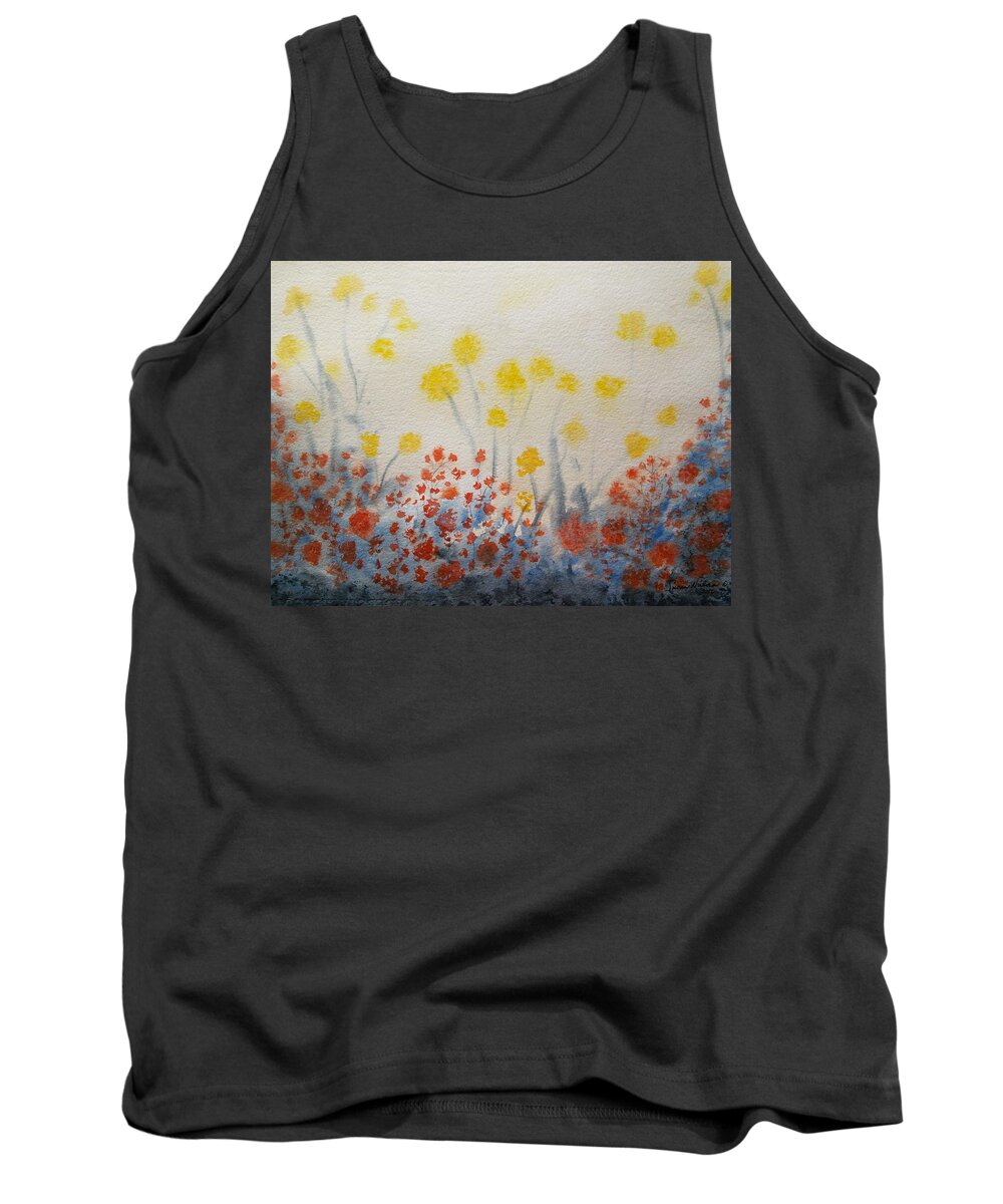 Soft Floral Tank Top featuring the painting Soft Pop by Susan Nielsen