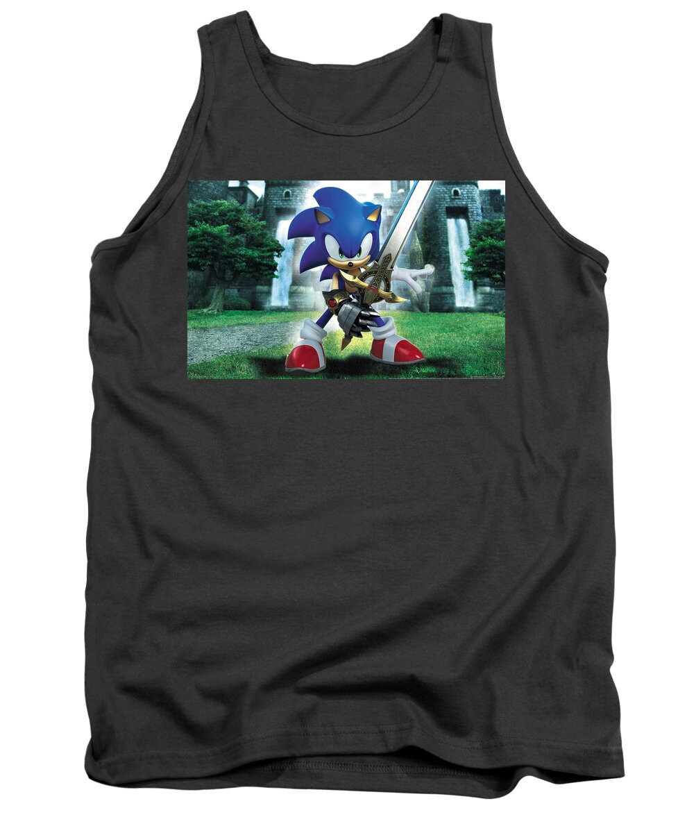 Sonic And The Black Knight Tank Top featuring the digital art Sonic and the Black Knight by Super Lovely