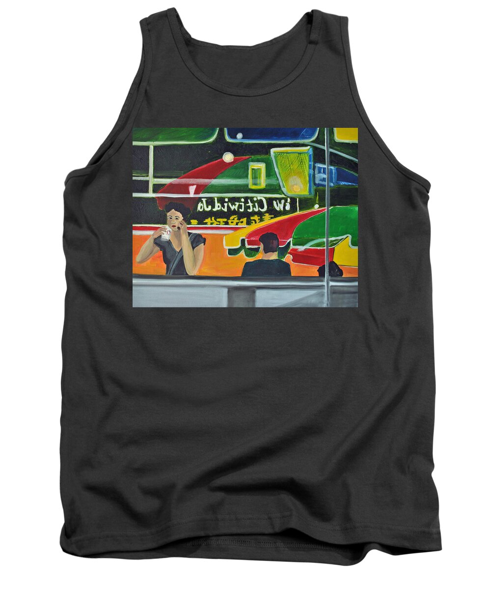 City Scenes Tank Top featuring the painting Soup for One by Patricia Arroyo